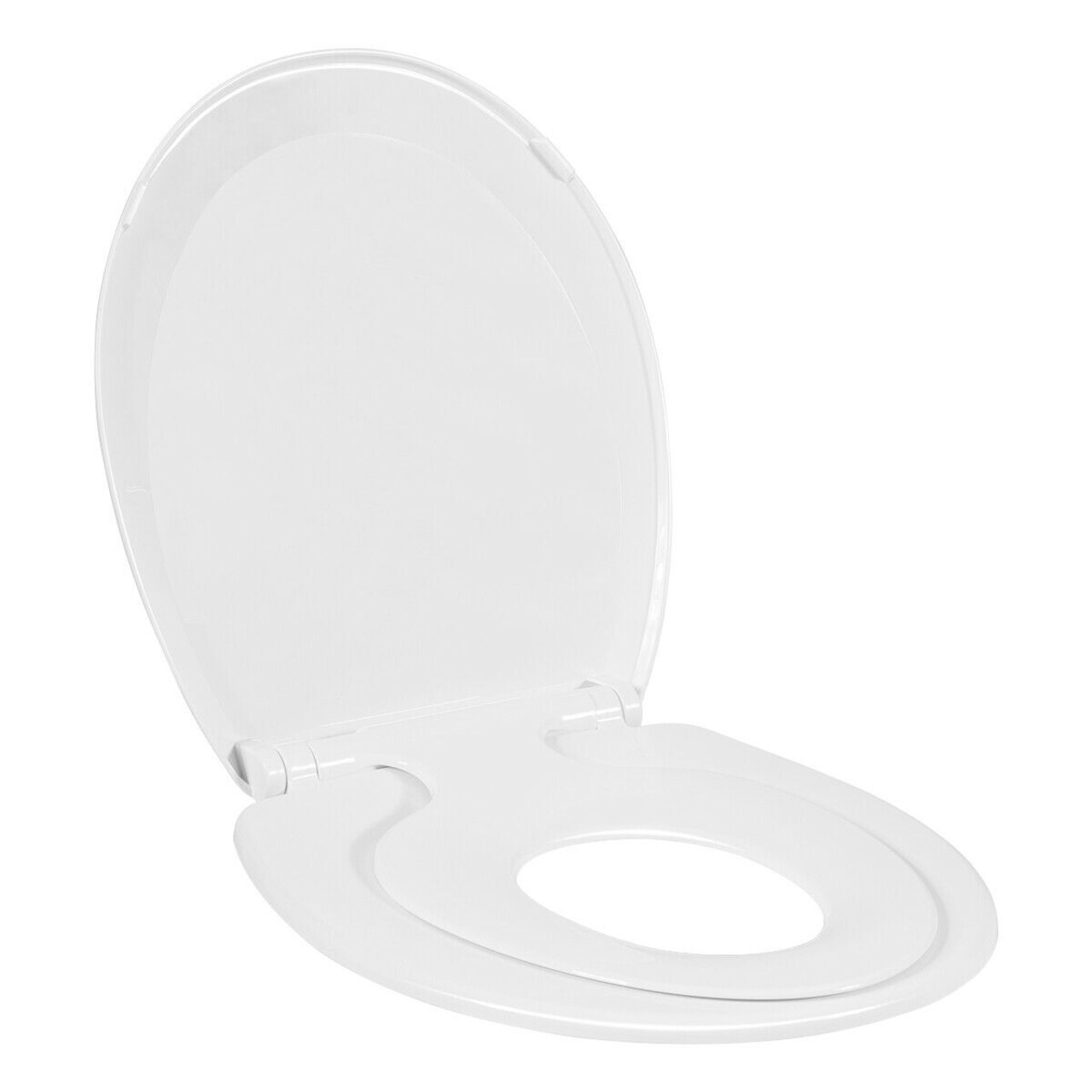 Gymax Toddlers and Adult Round Toilet Seat with Built-in Potty Training Seat Slow-Close